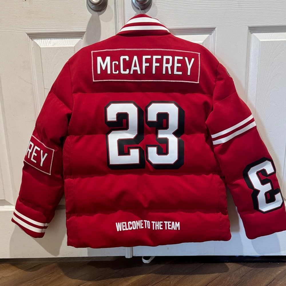 NWT Unisex Off Season McCaffrey Small San Francisco 49ers Red Jacket SOLD OUT - Picture 2 of 13
